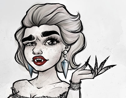 Vampire lady digital illustration