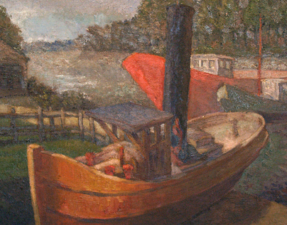 Oil paintings on canvas - boats and cars