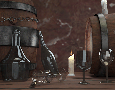 Rustic Wineglass renders