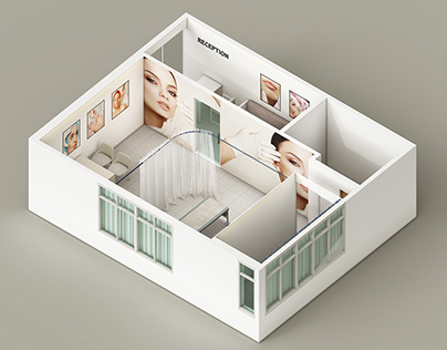 Plastic surgery clinic orthographic view 3D model