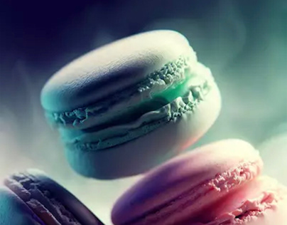 Macarons in fog background