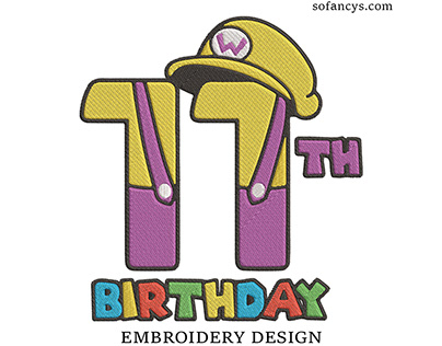 11th Birthday Wario Embroidery Designs