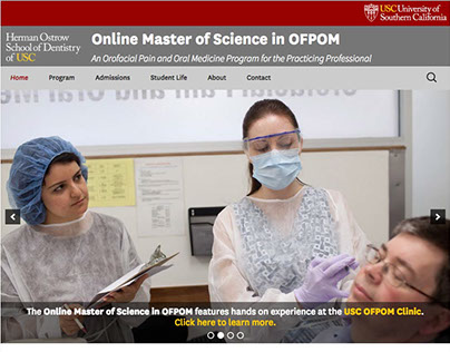 Site Redesign: Online Master's Program in Dentistry