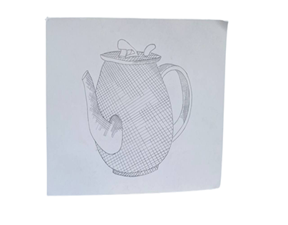 Cross hatching of a teapot