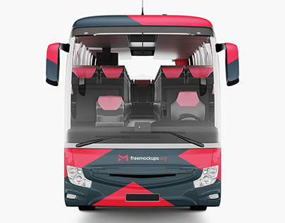 Free Mockup - Coach Bus Mockup - Front View