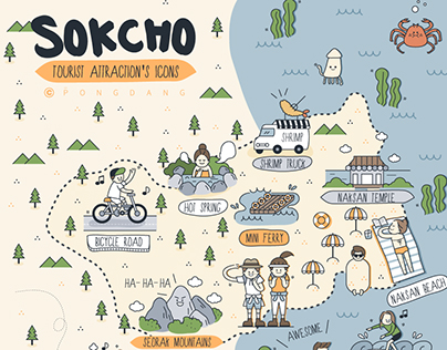 map illustration of the Sokcho in Korea