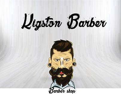 Logo ilustrado ( barber kignston ) barber shop