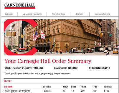 Carnegie Hall email template