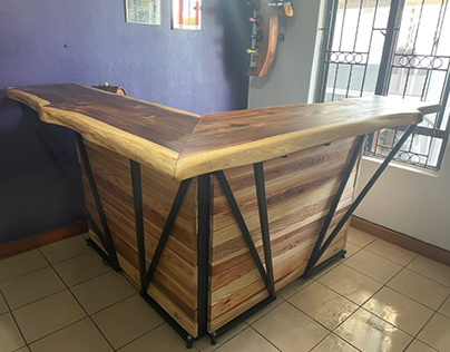 Bar made out of Japanese cedar and steel tubing