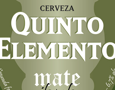 Etiqueta cerveza Quinto Elemento Mate.