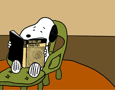 snoopy reads the bell jar