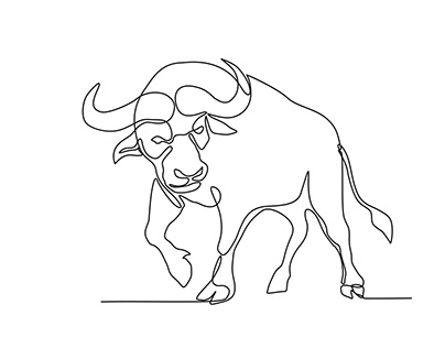 African Buffalo Continuous Line