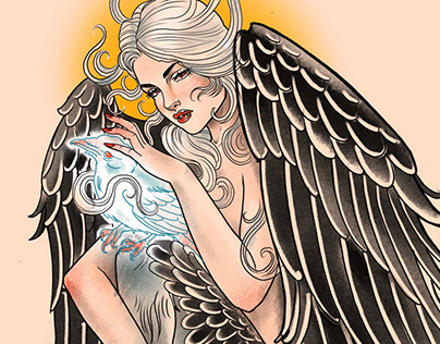 Custom tattoo design - harpy - quick colour study