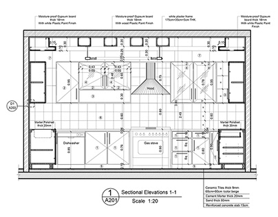 Shopdrawing & design for kitchen in Cairo