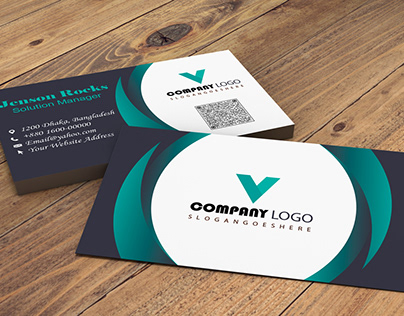 design minimalist business card with a logo and QR code