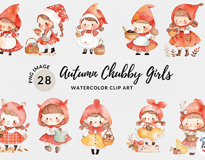 Autumn Chubby Girls Watercolor