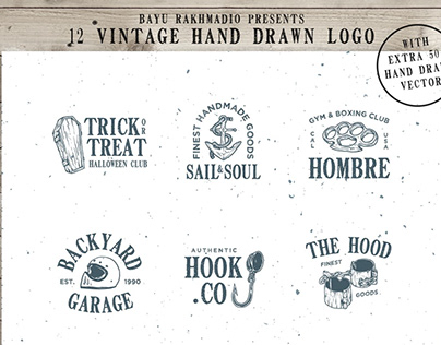12 Vintage Logo + 50 Extra Illustrations