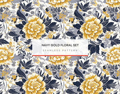 Navy Gold Patterns, Seamless Patterns 300 DPI,