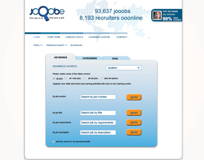 Jooobe - job search website - inner pages design