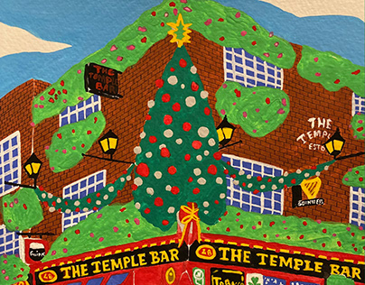 Temple Bar at Christmas 2022, Dublin, Ireland painting