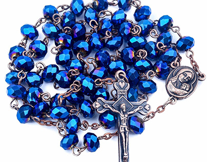 Antique Design Blue Crystal Beads Rosary