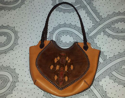 Handmade shoulder leather bag-with the moon