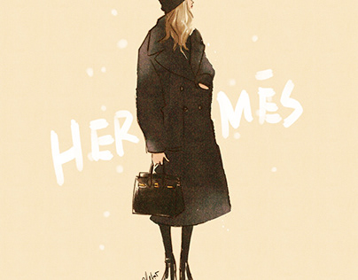 Hermes black outfit coat winter fashion art
