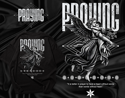 Praying T-Shirt Design With Black