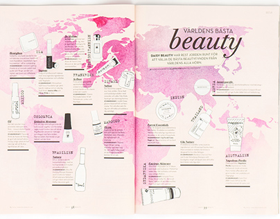 Beauty Map for Daisy Beauty magazine (Feb 2015)