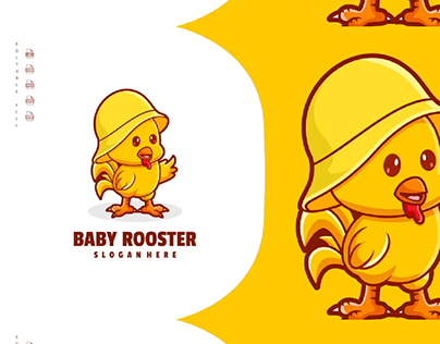 Baby Rooster Character Cartoon Mascot Logo