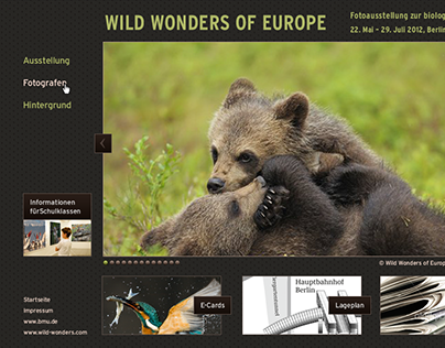 Website für BMU- Ausstellung "WILD WONDERS OF EUROPE"