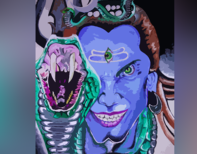 Shiva Poster Color Painting