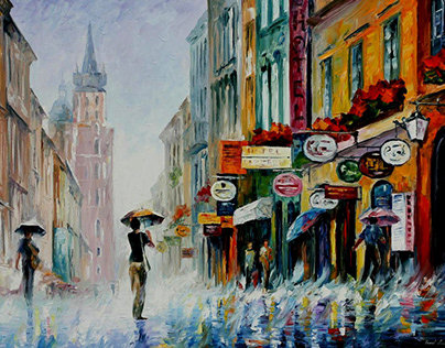 SUMMER DOWNPOUR — oil painting on canvas