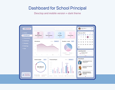 Dashboard For School Principal with mobile version