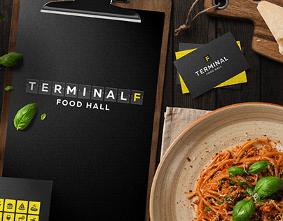 Logo design and visual identity. Food hall TERMINAL-F