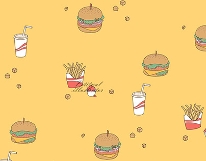 [Petit Yul's Illustration] Enjoy Burger_Pattern