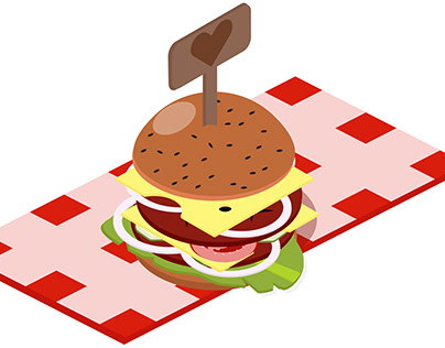 Classic Burger American Fast Food.Isometric