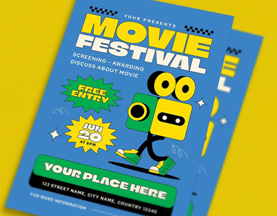 Trendy Cartoon Movie Festival Event Flyer