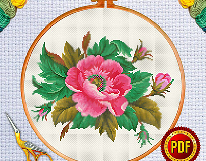 Elegant Flower Cross Stitch Pattern 22