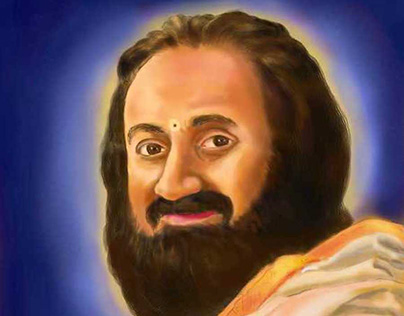 Digital painting of Sri Sri Ravi Shankar Guruji