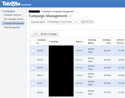 Taboola Campaign Ad Management