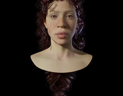 3D Female Face with hair
