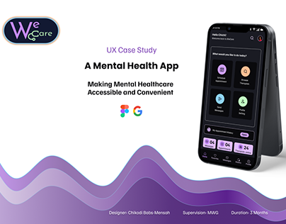 Project thumbnail - WeCare Mental Health App - UX Case Study