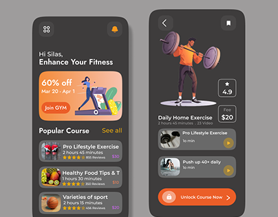 Fitness mobile app design