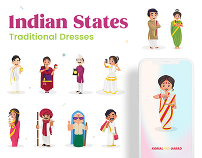 Indian traditional dresses illustrations