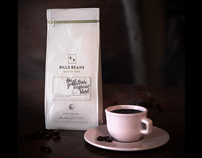 3D product Bill Beans Coffee mockup