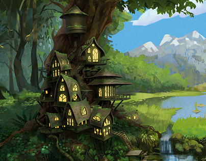 Elves' chores. Game backgrounds