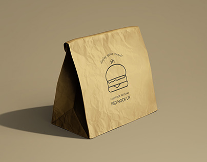 Vintage food brand logo on paper bag mockup