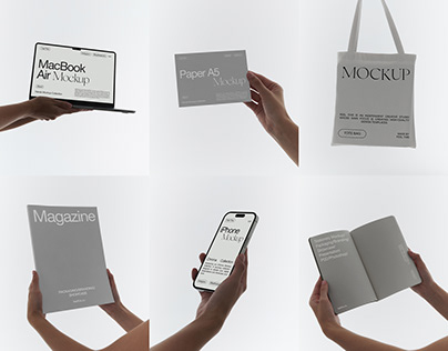 iPhone, iPad, MacBook, Tote Bag, Stationery Mockups