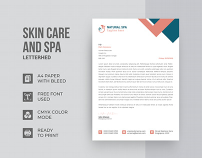 Skin Care & Spa Company Letterhead Design